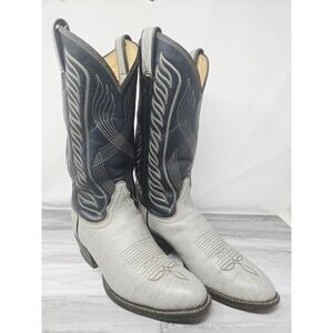 Vintage Tony Lama Men's Gray & Blue Cowboy Boots Style 8056 Western Size 8‎